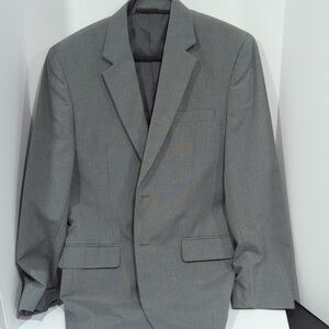 Merona Silver and White Striped Suit- Jacket 40R Pants 34x32